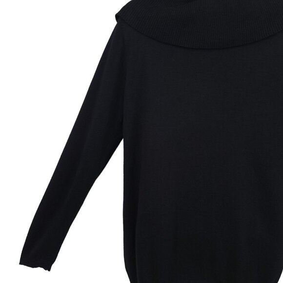 Chicos Pullover Sweater Womens Size 1 US 8 Cowl Neck Top Long Sleeve Black - Picture 9 of 12